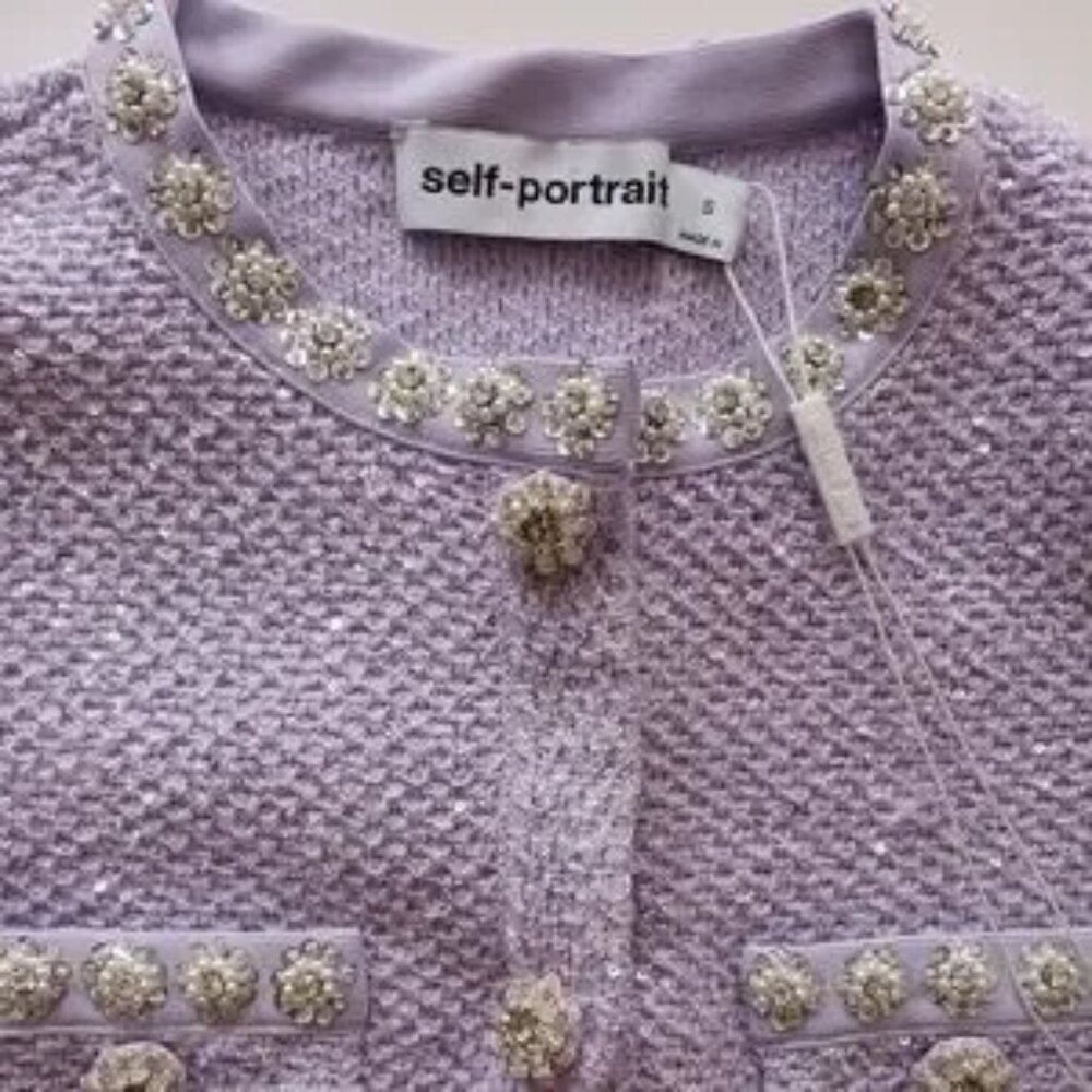 NWT Self -portrait lilac,purple Sequin knit mini dress Size S, - Picture 7 of 15